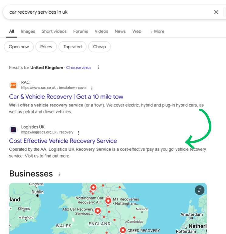 Keyword ranking proof across commercial search terms